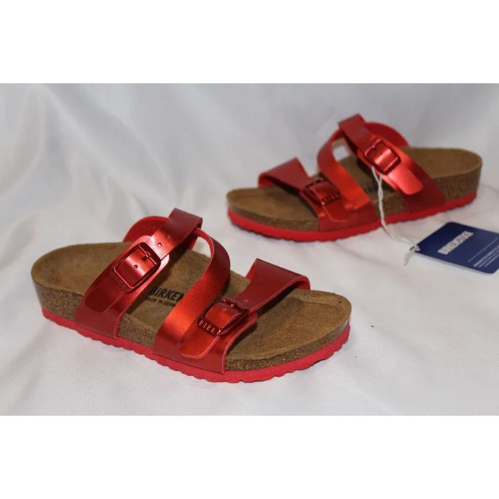 Birkenstock Leather Salina Kids Regular Metallic‎ Red EU 29 NIB US 11-11.5
